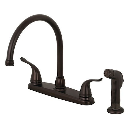 Kingston Brass 8" Centerset Kitchen Faucet W/ Sprayer, Oil Rubbed Bronze KB795YLSP